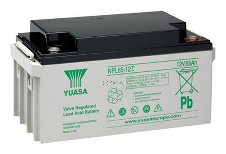 Bleigel-Akku für Yuasa NPL65-12I Pb 12V / 65Ah