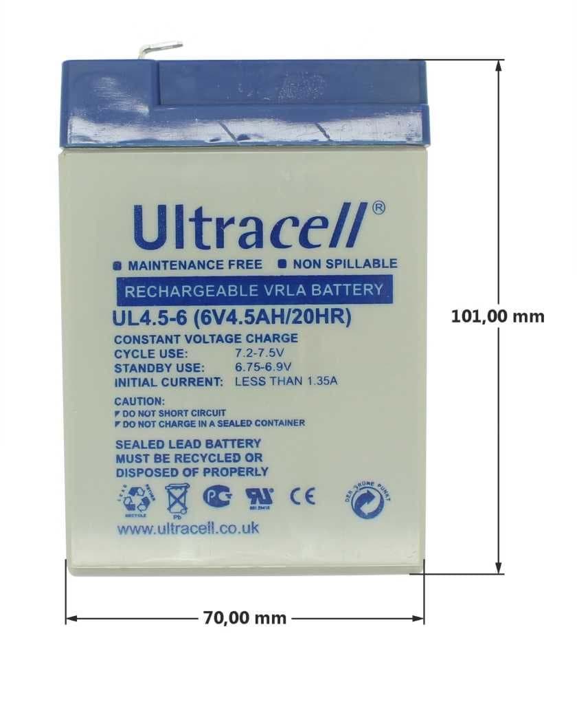 68030450-2 Ultracell UL4.5-6 6V 4,5Ah baugl. Hawker Yuasa NP4-6 Sealake FM640A FM 640A