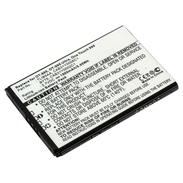 Ersatzakku für Alcatel One Touch 995 OT-995 TLIB5AA BY75 CAB31Y0002C1 CAB31Y0006C1