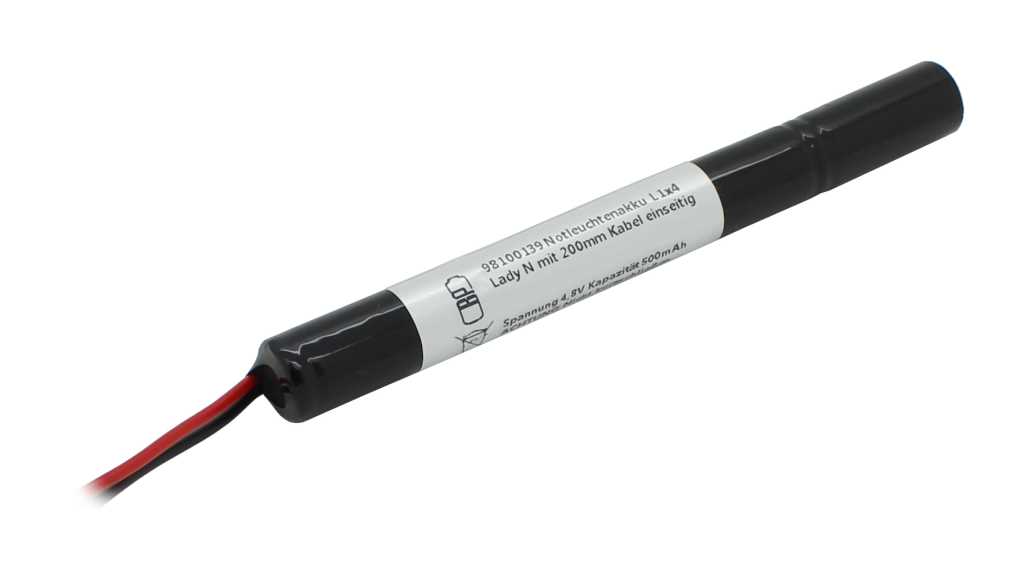 abbildung-bp-notleuchtenakku-nimh-4-8v-500mah-l1x4-lady-n-mit-200mm-kabel-einseitig-1 Ersatzakku für Notleuchten RPower NiMH4805Q Notleuchtenakku