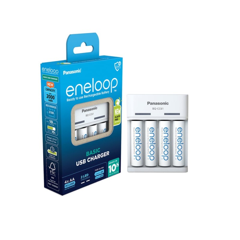 Panasonic Eneloop USB-Ladegerät BQ-CC61 incl. Akkus für Outdoor-GPS-Geräte Dakota 20 eTrex Vista HC