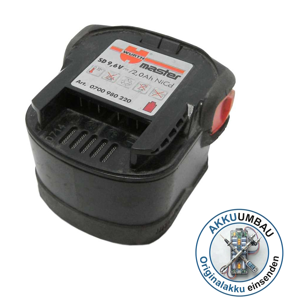 Zellentausch Werkzeugakku Würth 0700980220 0700980230 SD 9,6