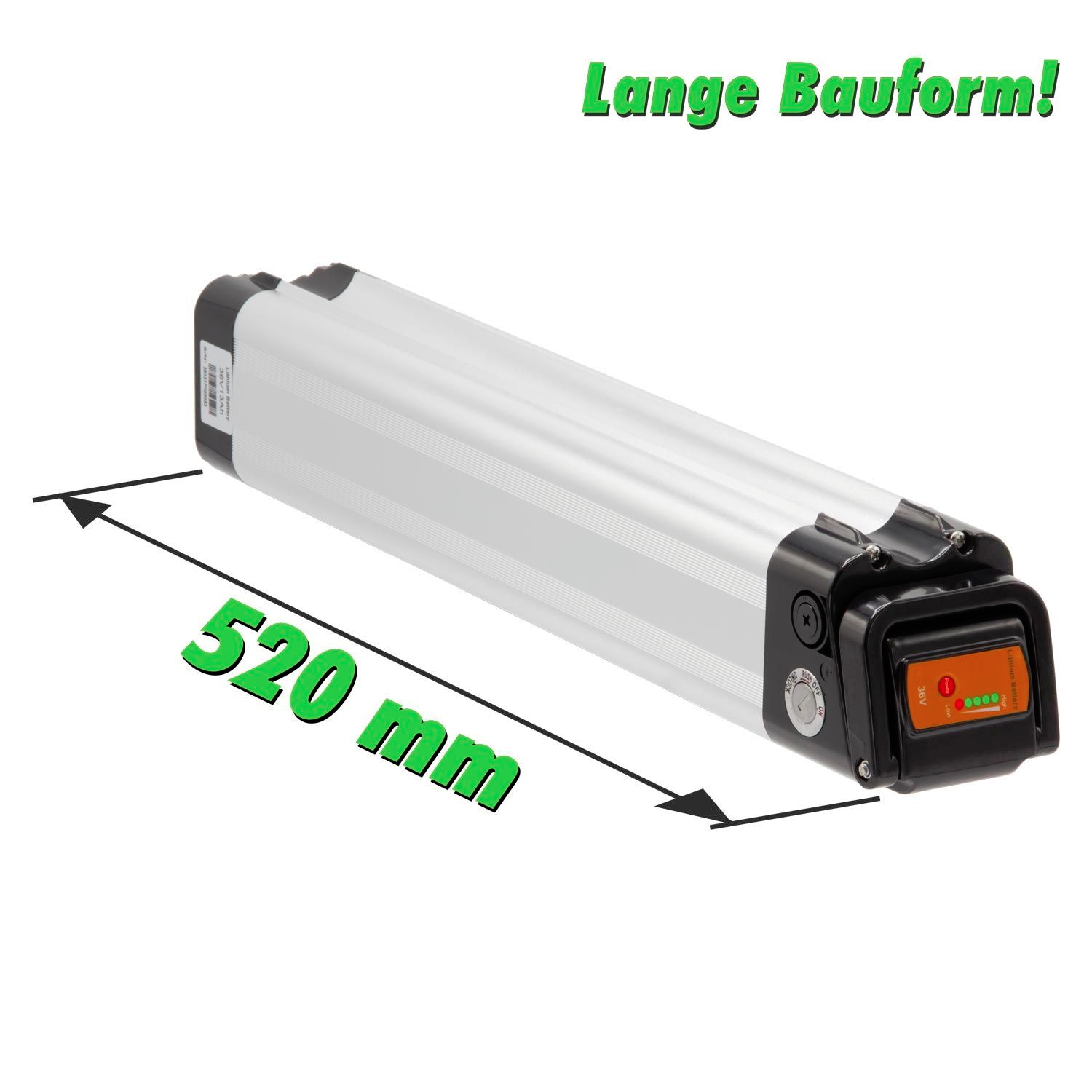 75-05-00017_02 Maratron E-Bike Ersatzakku für "Silver Fish Long" XH370 – 37V / 13Ah (Lange Bauform)