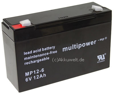 Bleigel-Akku Multipower MP12-6 6V 12Ah für Handhubwaage KPZ 71-7 Anzeige KPZ 56-E1