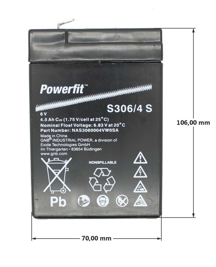 Bleigel-Akku für Sonnenschein Powerfit S306/4S S306 / 4S