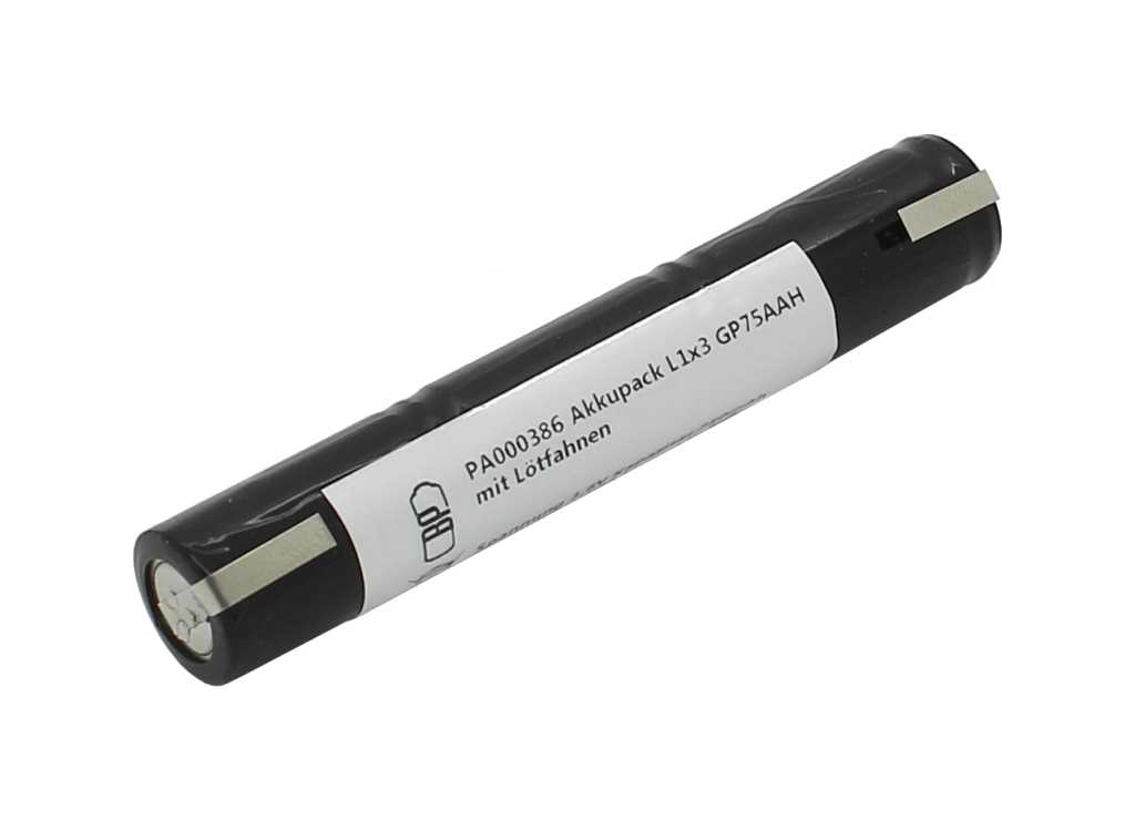 abbildung-bp-akkupack-nimh-3-6v-750mah-l1x3-gp75aah-mit-loetfahnen-1 Akkupack L1x3 GP75AAH mit Lötfahnen