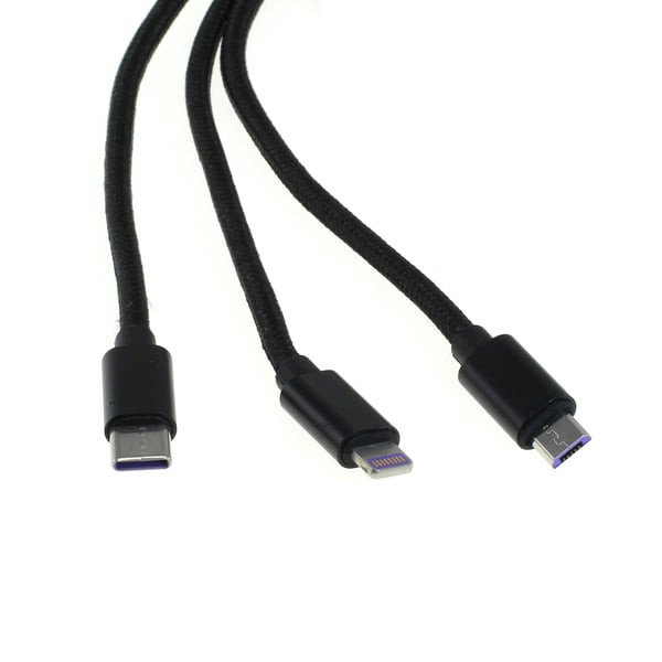 Datenkabel 3in1 - kompatibel zu iPhone / Micro-USB / USB-C - 1,0m - schwarz