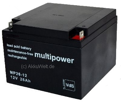 2768b-b Multipower MP26-12 Bleigel Bleiakku Anschluss M5 Longex Security 12SL-26