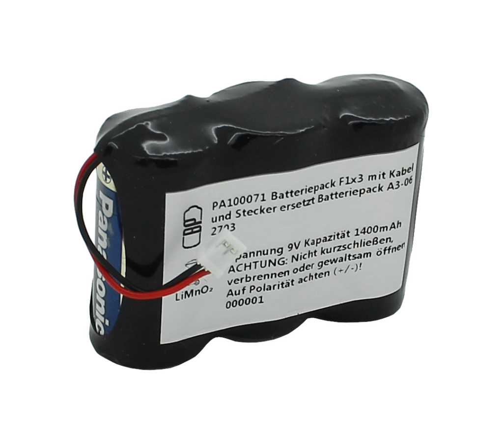 abbildung-bp-batteriepack-limno2-9v-1400mah-f1x3-mit-kabel-und-stecker-ersetzt-batteriepack-a3-06-2703-1 Ersatzbatteriepack ersetzt Batteriepack A3-06-2703
