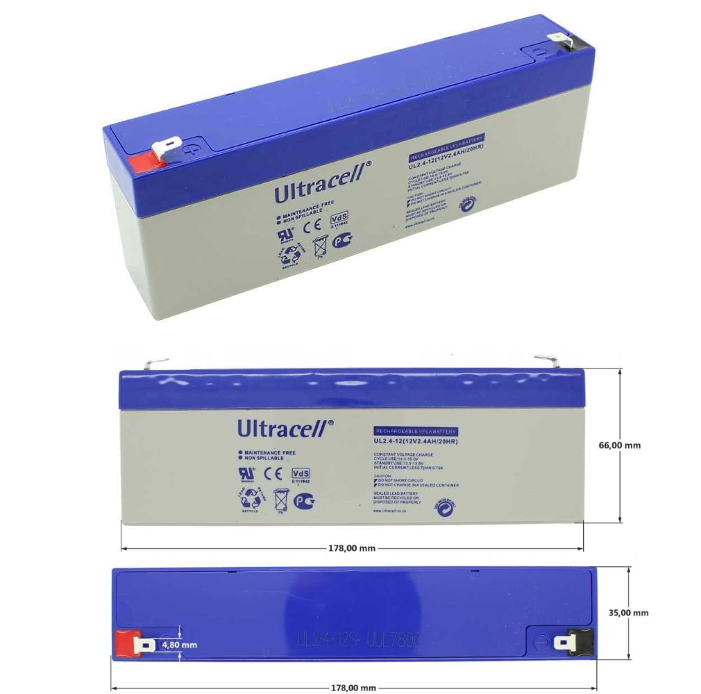 68050240 Blei-Gel Akku Ultracell UL2.4-12 AGM-Technik für ABUS Alarmsirene