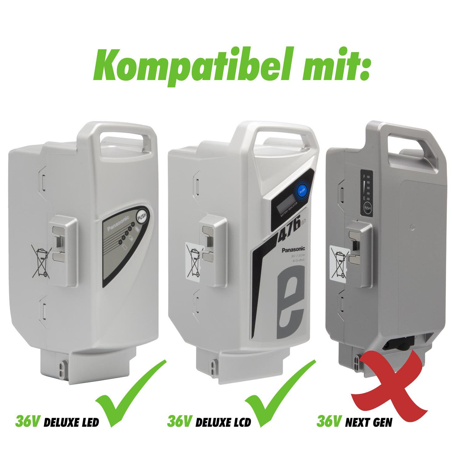 Original FLYER Panasonic E-Bike Akku DELUXE 36V 14Ah (NKY370B2) mit Panasonic-Mittelmotor 2012-2015