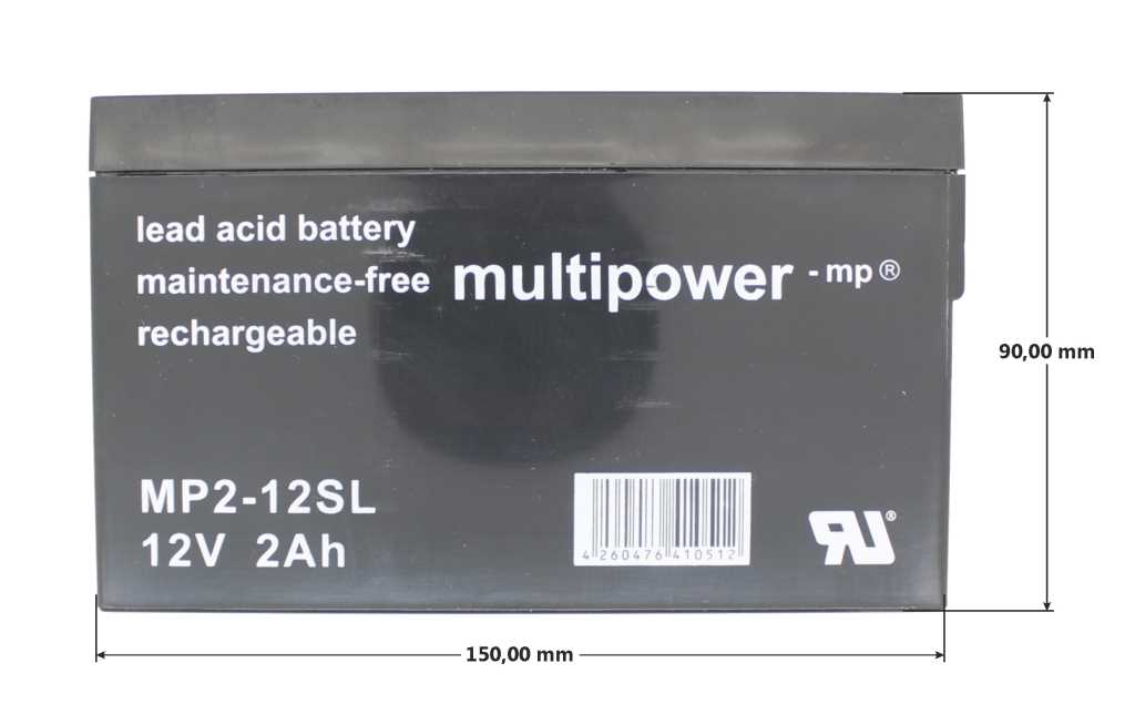 Multipower MP2-12SL MP2-12 SL Faston 4,8mm 12.0V 2,0Ah