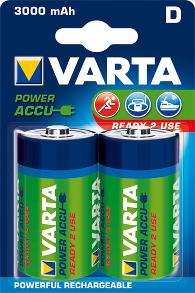 2x VARTA Power Accu Akku Ready2Use D Mono 1,2V 3000mAh Ni-MH