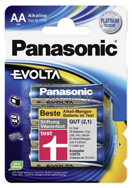 Batterie Panasonic Evolta LR6 Mignon AA 4er Blister 1,5V Size M A