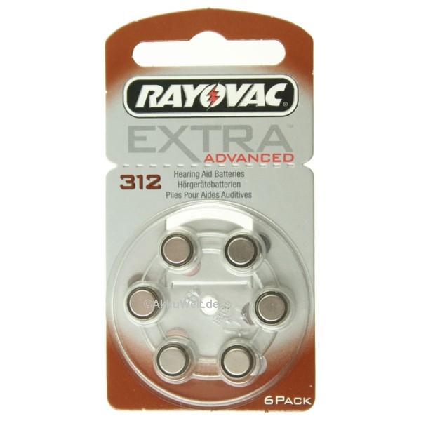 Rayovac Extra Advanced R312AE V312AT Hörgerätebatterie Typ 312 PR41