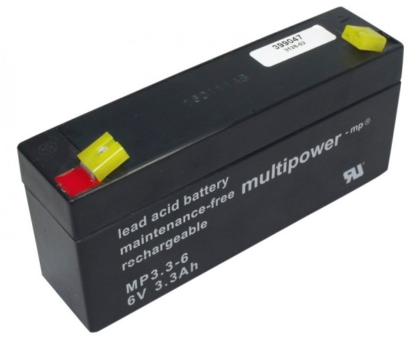 Multipower Blei Gel Akku MP3.3-6 Anschluss 4,8mm 6V 3,3Ah 3.3-6 bgl. Sealake FM-632 FM632 Graupner 7