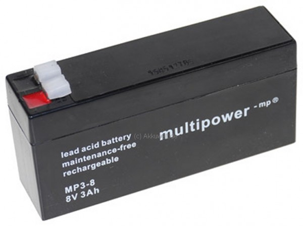 Multipower Blei Gel Akku MP3-8 Pb 8V / 3Ah Anschluss 4,8mm